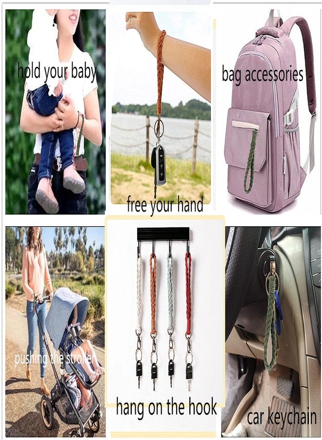 سيثر سلسلة مفاتيح سيثر بوهو مكرمية للنساء، سلسلة مفاتيح يدوية الصنع، سوار، حلقة مفاتيح، حامل سلسلة مفاتيح مكرمية كهدية (أخضر داكن) - Image 3