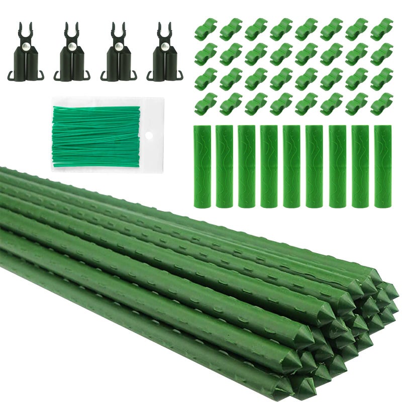 Orgrimmar 26 PCS 57" Garden Support Stakes Plastic Coated Deformable Climbing Plant Trellis Plant Climbing Frame for Tomato Cucumber Eggplant Vine Vegetable (57 Inch) - Image 1