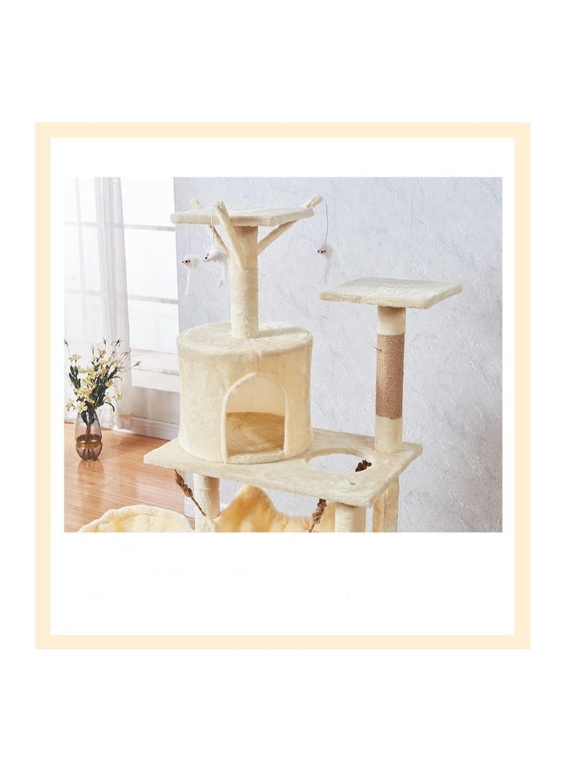 Dubkart Cat Tree for Indoor Cats,Cat Tree Tower,Cat Bed,with Sisal Scratching Posts,Houses,Cats Activity Tower,Cat Furniture (Beige2-Cat tree) - Image 4
