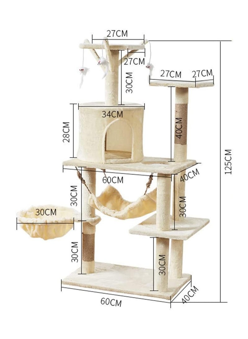 Dubkart Cat Tree for Indoor Cats,Cat Tree Tower,Cat Bed,with Sisal Scratching Posts,Houses,Cats Activity Tower,Cat Furniture (Beige2-Cat tree) - Image 2