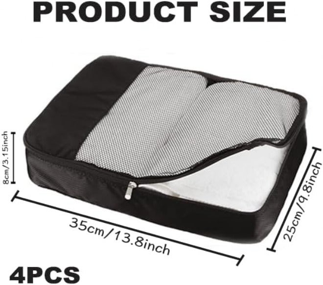 ALANX Classic trendy design picks ALANX Packing Cubes for Suitcases 4 Piece Mesh Zipper Cubes Organizer Set Clothes Storage Bags Set for Luggage Travel Organisers Accessories (Black, Medium) Local & cross border ship compatible - Image 2