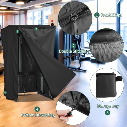 AKEfit Strength Training Cover, Waterproof & Dustproof Gym Rack Cover with Zipper,Fit for Indoor and Outdoor 69''Lx47''Wx84''H-Black - Image 3