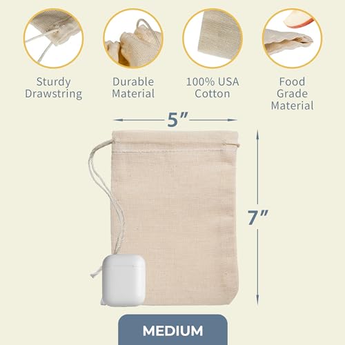 Celestial Gifts Muslin Bags 25pcs 5x7, 100% Cotton Drawstring Bags for Party Favors, Part and More - Made in USA (Natural Hem & Drawstring) - Image 4