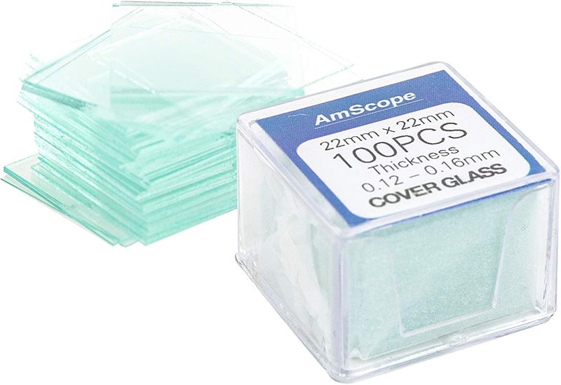 AmScope AmScope BS50P100S22 PreCleaned Blank Ground Edge Glass Microscope Slides and 100pc PreCleaned Square Glass Cover Slips Coverslips  - Image 3