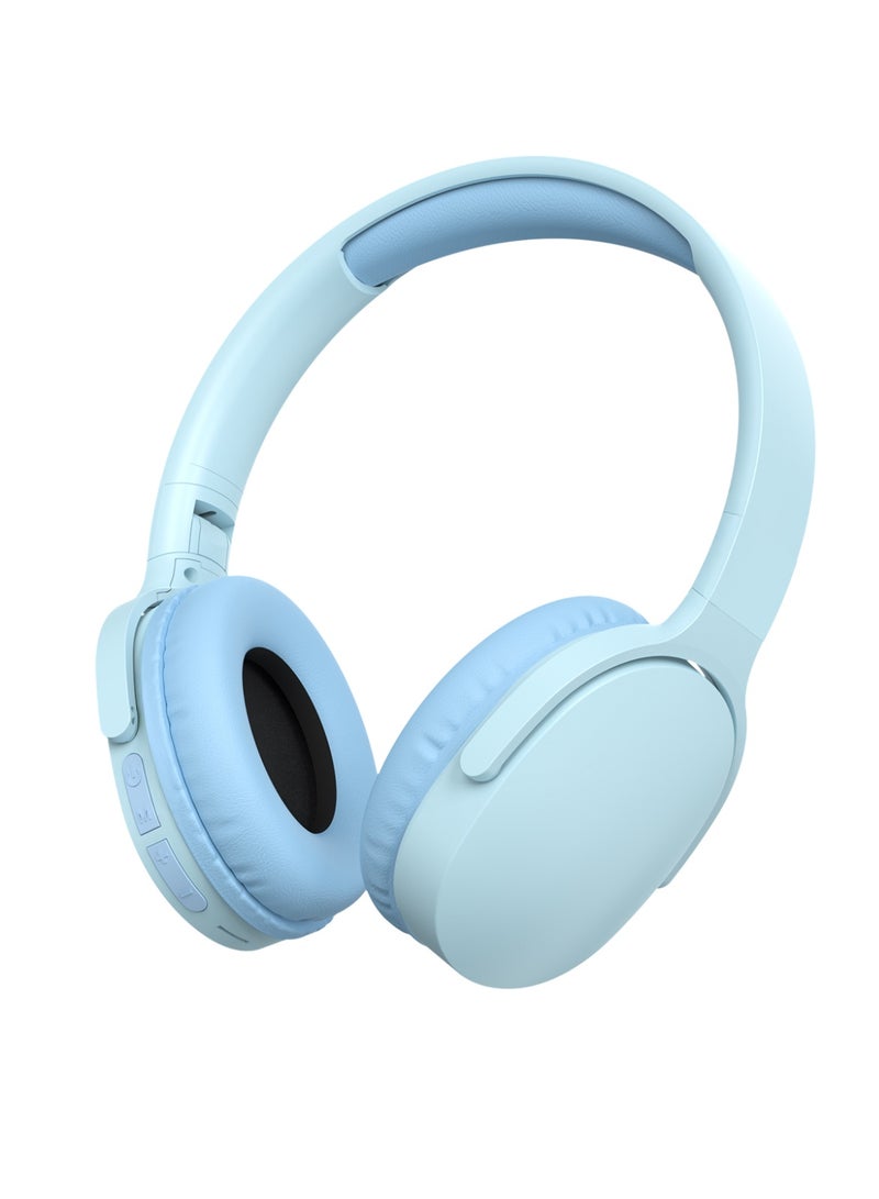 سماعات رأس لاسلكية فوق الأذن - سماعة بلوتوث 5.3 مع مكبر صوت 40 مم، صوت جهير قوي، فتحة لبطاقة TF، منفذ صوت 3.5 مم - متوافقة مع أجهزة iPhone وiPad وأجهزة الكمبيوتر المحمولة وأجهزة Android - لون أزرق - Image 1