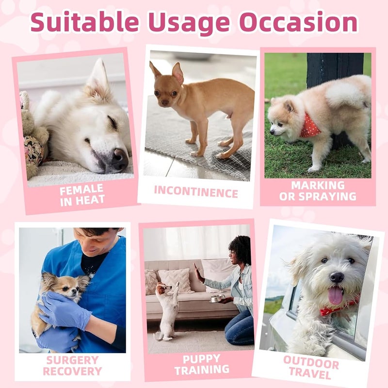 SKY-TOUCH 10 pieces Dog Nappies Female,Disposable Dog Belly Bands for Female Dog,Super Absorbent & 360°Leakage Protection,Preventing Dogs from Marking and Urinating in the Room,M size for 3-7kg,Pink - Image 3
