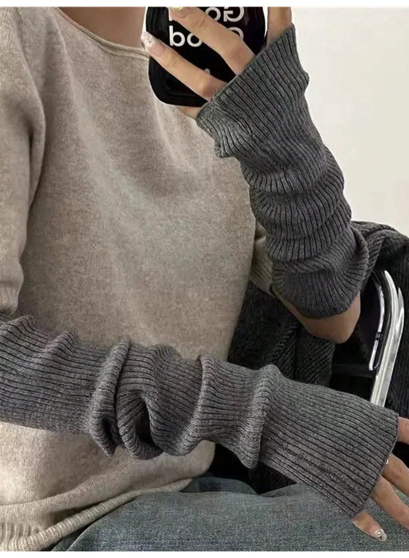 Fingerless Long Winter Gloves for Women Providing Extra Arm Coverage and Warmth Made of Soft and Stretchy Knitted Fabric for Excellent Cold-Weather Insulation - Image 1