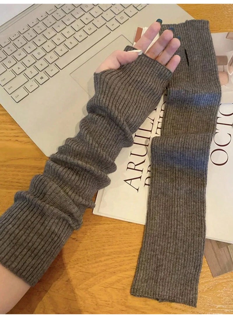 Fingerless Long Winter Gloves for Women Providing Extra Arm Coverage and Warmth Made of Soft and Stretchy Knitted Fabric for Excellent Cold-Weather Insulation - Image 2