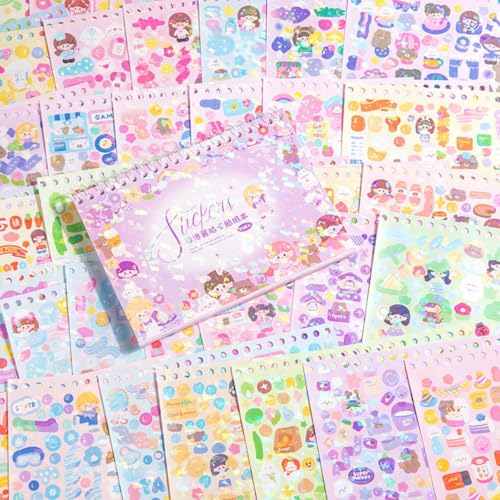 FunBlast Kawaii Sticker Book – 50 Sheets/4000 Stickers, Cartoon Theme Sticker for Girls, Cute Washi Stickers for Project, Japanese Style Decorative Sticker (Pink) - Image 1