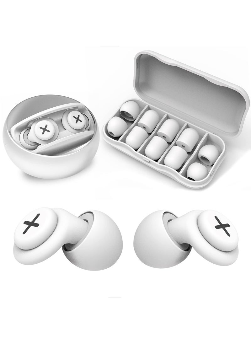 SYOSI - Noise Reduction Ear Plugs-40 dB Noise Cancelling Reusable Hearing Protection in Flexible Silicone for Sleeping, Traveling, Concerts, Work & Swimming,3 Wearing Styles, White - Image 1