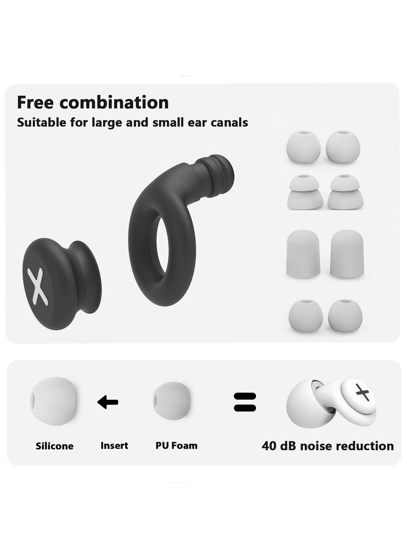 SYOSI - Noise Reduction Ear Plugs-40 dB Noise Cancelling Reusable Hearing Protection in Flexible Silicone for Sleeping, Traveling, Concerts, Work & Swimming,3 Wearing Styles, White - Image 1