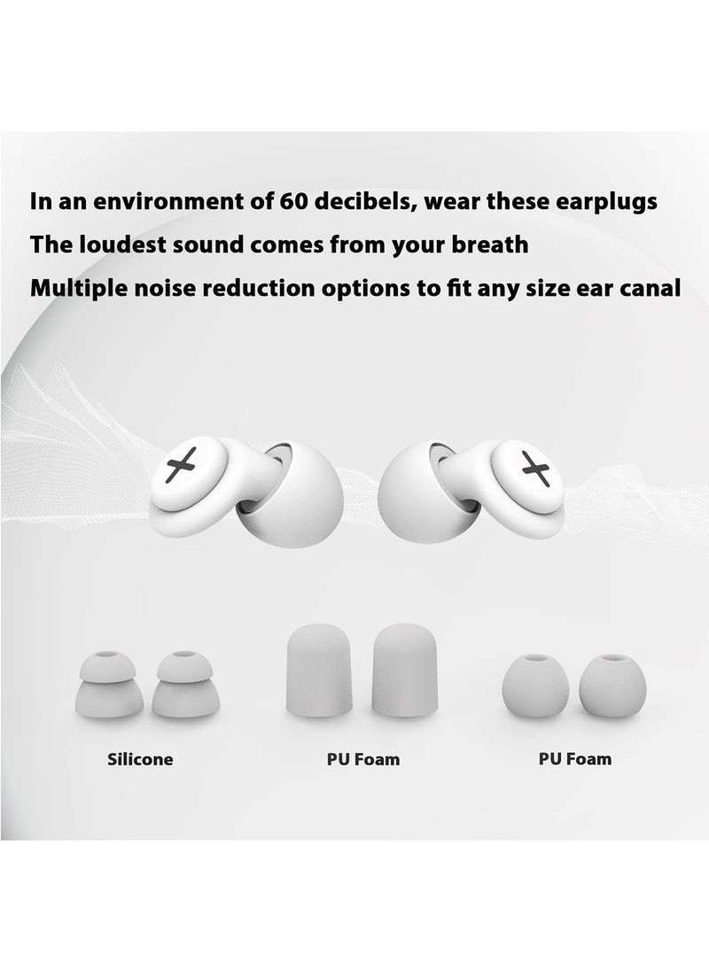 SYOSI - Noise Reduction Ear Plugs-40 dB Noise Cancelling Reusable Hearing Protection in Flexible Silicone for Sleeping, Traveling, Concerts, Work & Swimming,3 Wearing Styles, White - Image 1