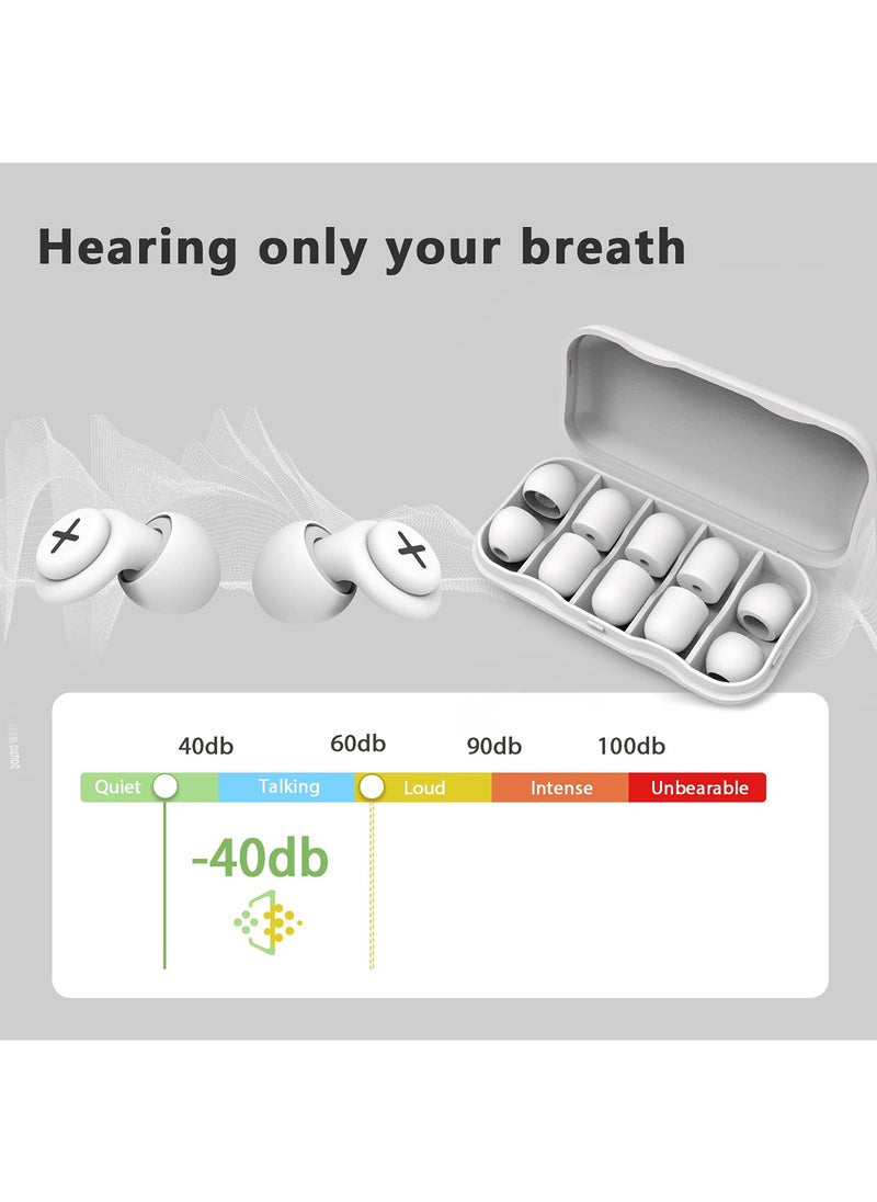 SYOSI - Noise Reduction Ear Plugs-40 dB Noise Cancelling Reusable Hearing Protection in Flexible Silicone for Sleeping, Traveling, Concerts, Work & Swimming,3 Wearing Styles, White - Image 1