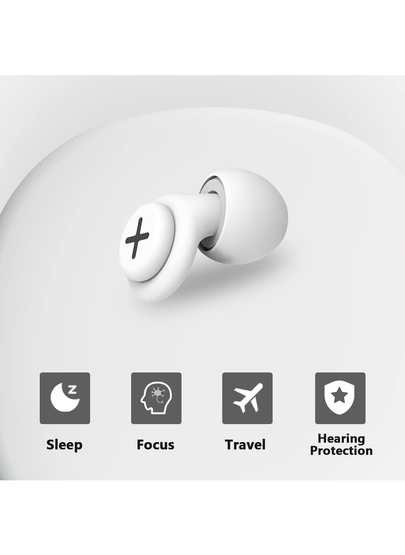 SYOSI - Noise Reduction Ear Plugs-40 dB Noise Cancelling Reusable Hearing Protection in Flexible Silicone for Sleeping, Traveling, Concerts, Work & Swimming,3 Wearing Styles, White - Image 1