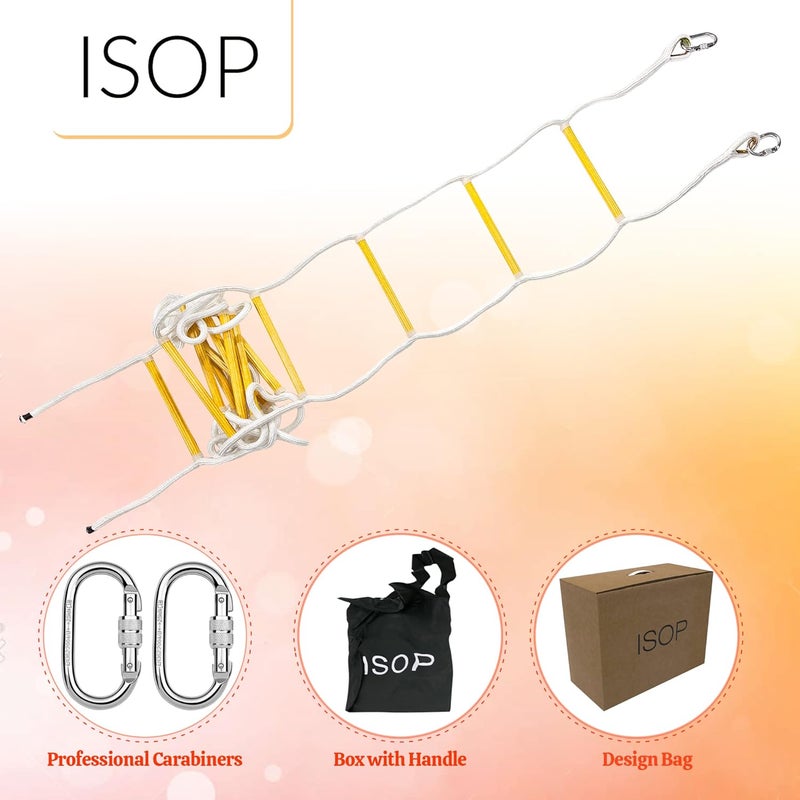 ISOP Emergency Fire Escape Ladder 3 Story Homes | 25 ft Emergency Escape Rope Ladder | Fast to Deploy & Easy to Use | Light, Compact & Easy to Store - Weight Capacity up to 2000 Pounds (25ft) - Image 2