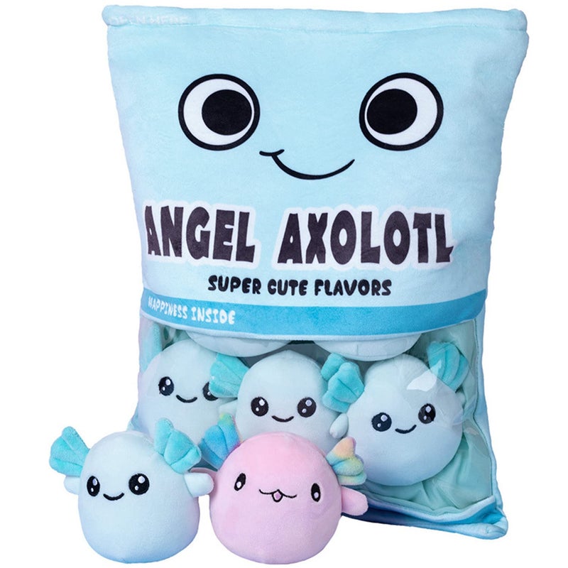 REFAHB Cute Axolotl Plush Toy Removable Salamander Animal Stuffed Plush Pillow Kawaii Plush Cushion Toy Game for Kids Girls Birthday Gift 6pcs a Bag Blue - Image 2