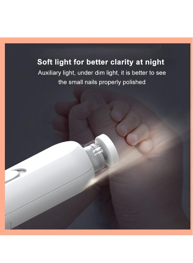 Electric Baby Nail Trimmer Set Electric Nail Buffer Safe and Easy-to-Use Nail File for Newborns to Kids with 6 Grinding Pads LED Light, and Storage Box for Baby and Kids Nail Care Trim White - Image 4