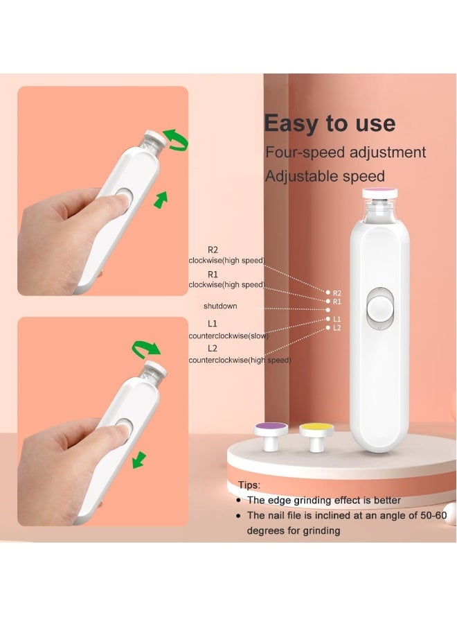 Electric Baby Nail Trimmer Set Electric Nail Buffer Safe and Easy-to-Use Nail File for Newborns to Kids with 6 Grinding Pads LED Light, and Storage Box for Baby and Kids Nail Care Trim White - Image 5