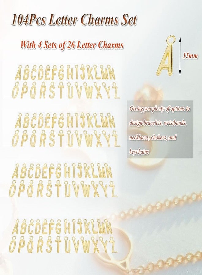 Whale 104PCS Gold Letter Charms for Jewelry Making Metal A-Z Alphabet Letter Charms Spacer Beads for Bracelets Necklace Keychains 4 Sets of 26 Letter Charm DIY Crafts Supplies (KC Gold) - Image 3
