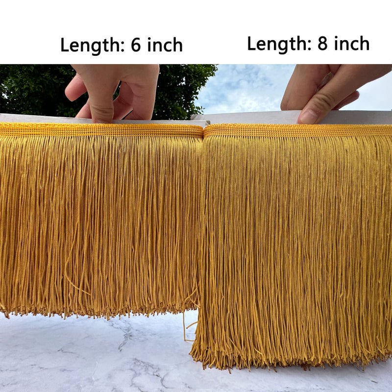 Dortrue 10 Yards of 8" Fringe Trim Tassel Sewing Trim for Clothes Accessories Latin Wedding Dress DIY Lamp Shade Decoration - Image 5