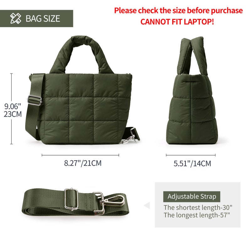 KALIDI FANCY FOREST KALIDI Quilted Tote Bag Small Puffer Crossbody Bag for Women Lightweight Nylon Puffy Shoulder Handbag with Adjustable Strap - Image 4