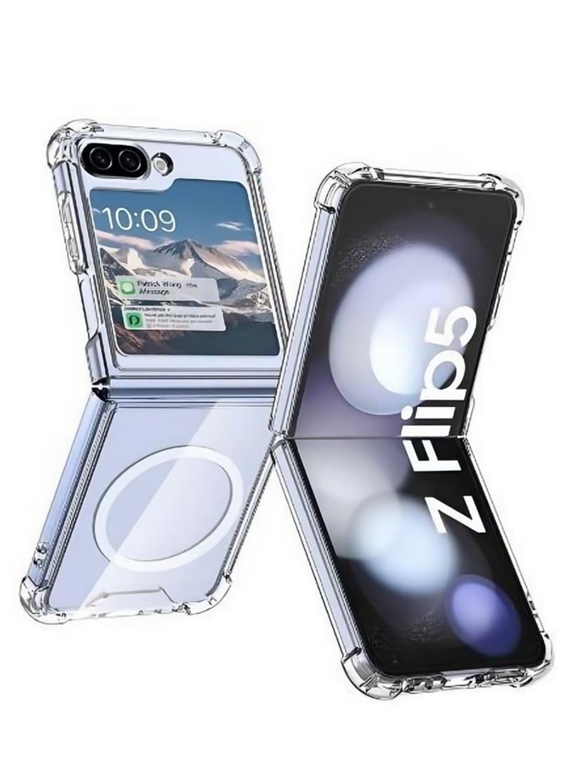 Generic - Samsung Z Flip 5 Magnetic Case Compatible with Magsafe Accessories Wireless Charging Screen and Camera Protection Shockproof Protective Cover for Samsung Galaxy Z Flip 5 5G 2023 - Image 1