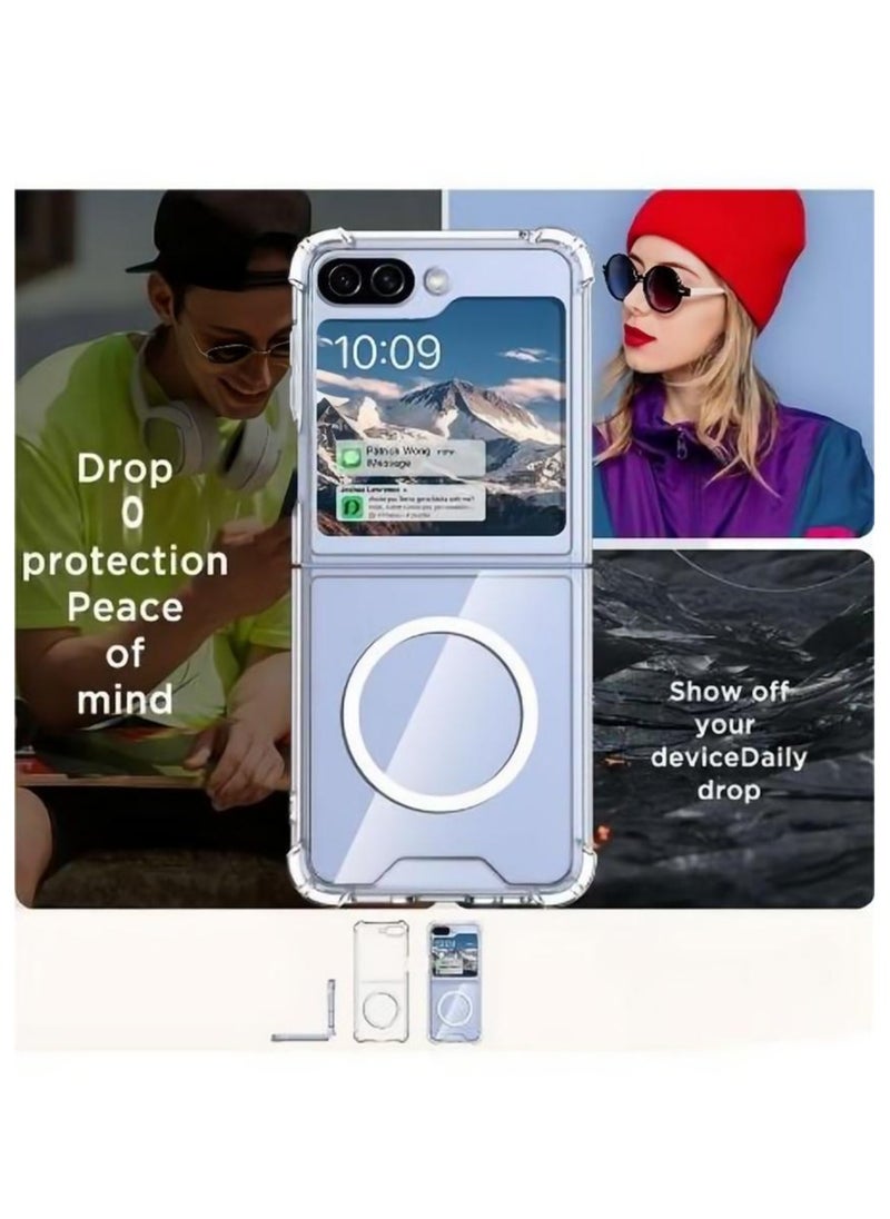 Generic - Samsung Z Flip 5 Magnetic Case Compatible with Magsafe Accessories Wireless Charging Screen and Camera Protection Shockproof Protective Cover for Samsung Galaxy Z Flip 5 5G 2023 - Image 1