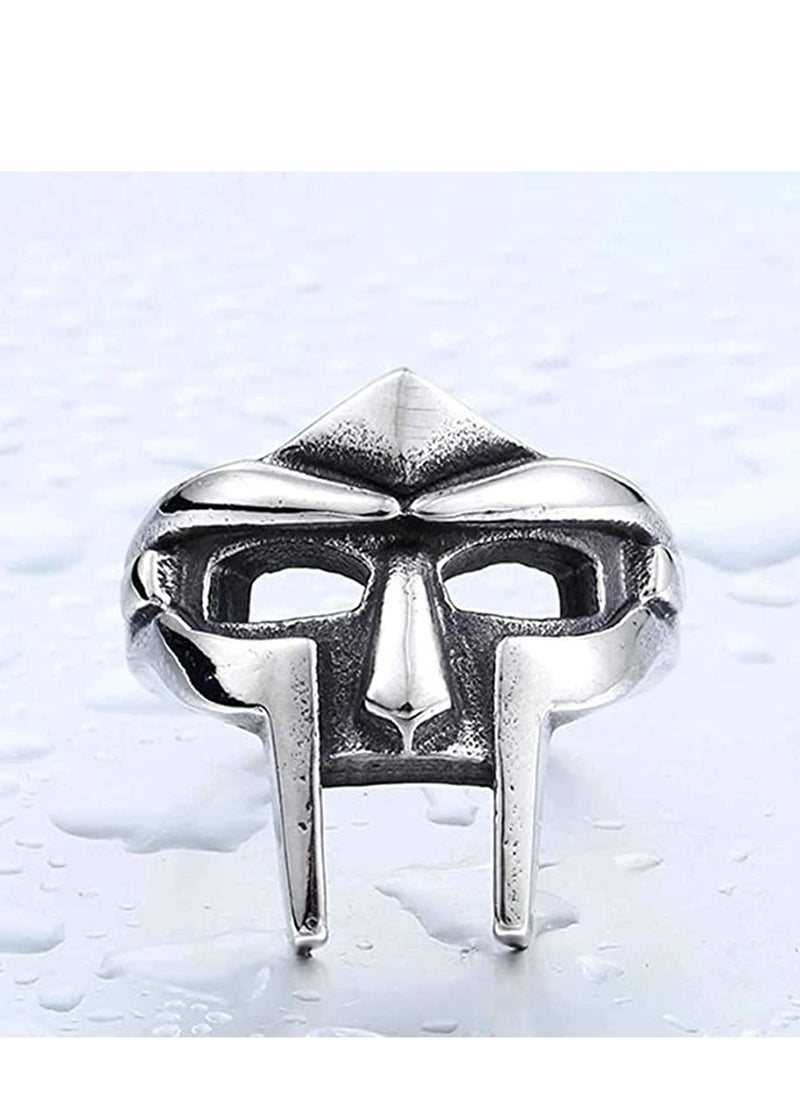 KASTWAVE - 1/2 Pcs Doom Mask Ring - Size 7-14, Egyptian Pharaoh Ring, Viking Men's Rings, Vintage Biker Ring, Punk Gladiator Style Stainless Steel Ring Silver Male Ring Jewelry Accessory - Image 1