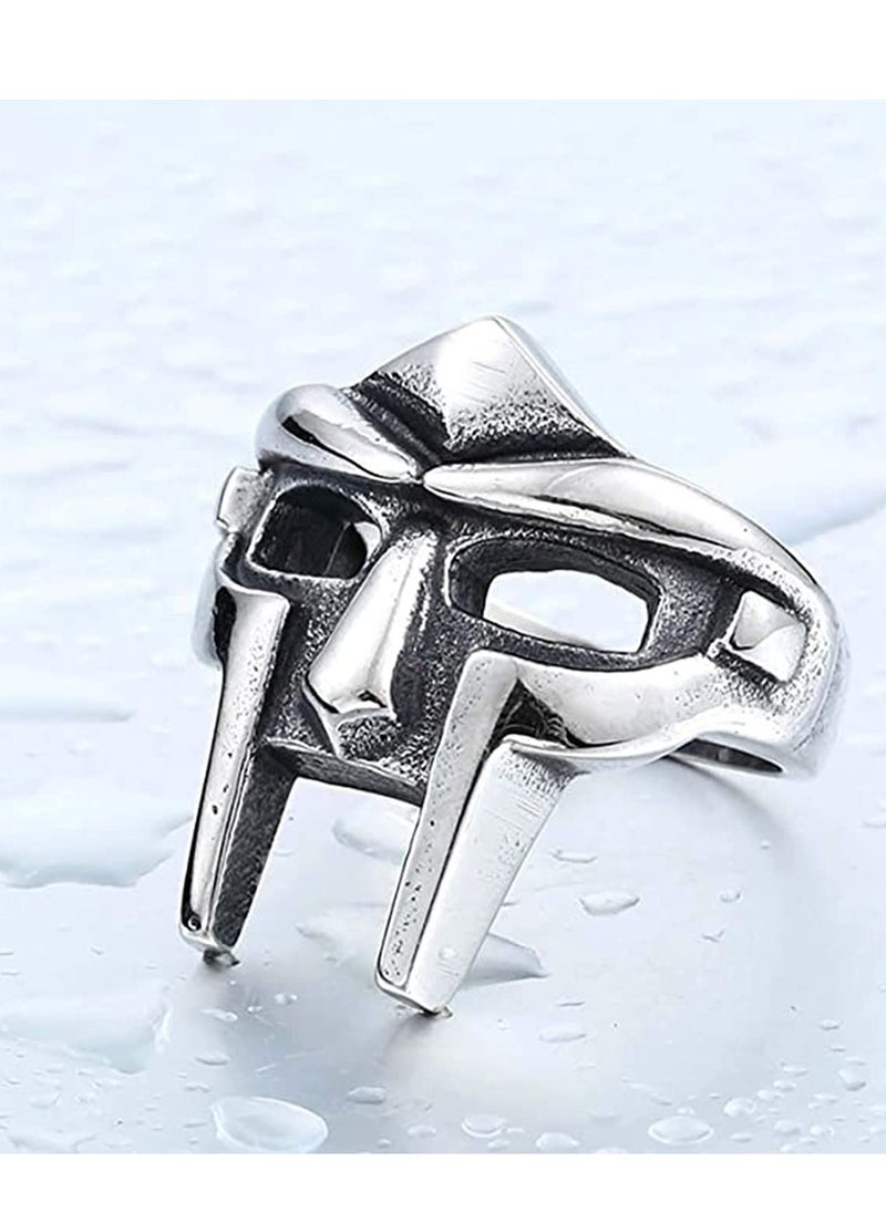 KASTWAVE - 1/2 Pcs Doom Mask Ring - Size 7-14, Egyptian Pharaoh Ring, Viking Men's Rings, Vintage Biker Ring, Punk Gladiator Style Stainless Steel Ring Silver Male Ring Jewelry Accessory - Image 1