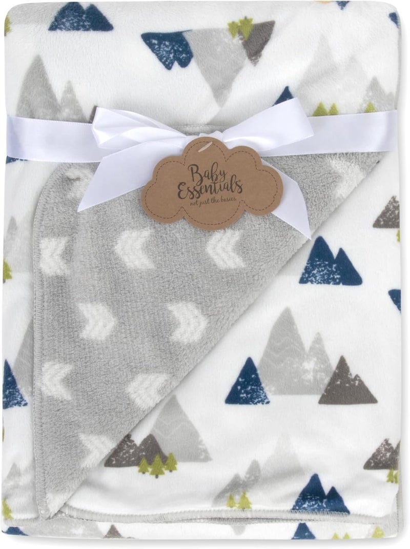 Baby Essentials Sherpa Fleece Baby Blankets for Boys and Girls  Colorful Reversible Baby Blankets for Newborns Infants Toddlers and Nursery Mountains  Arrows - Image 1