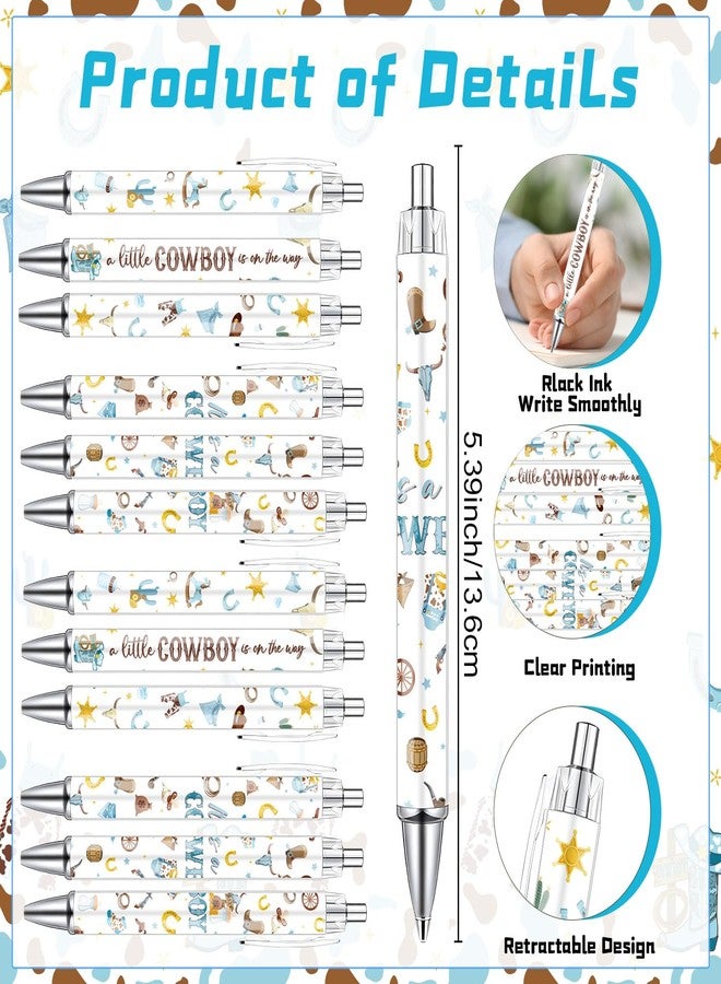 Wxiben Cowboy Baby Shower Ballpoint Pens 36 Sets Western Cowboy Ballpoint Pens with Thank You Bookmarks Organza Bag Baby Shower Favors for Guest Baby Shower Games Prizes Souvenirs Return Gifts - Image 2