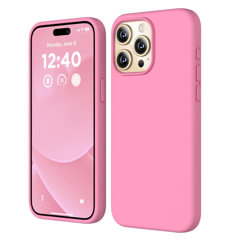 COFFKER Compatible with iPhone 15 Pro Case, Slim Liquid Silicone Case, [Soft Anti-Scratch Microfiber Lining] Shockproof Protective Cover Phone Case for iPhone 15 Pro 6.1 inch- Tender Pink - Image 1