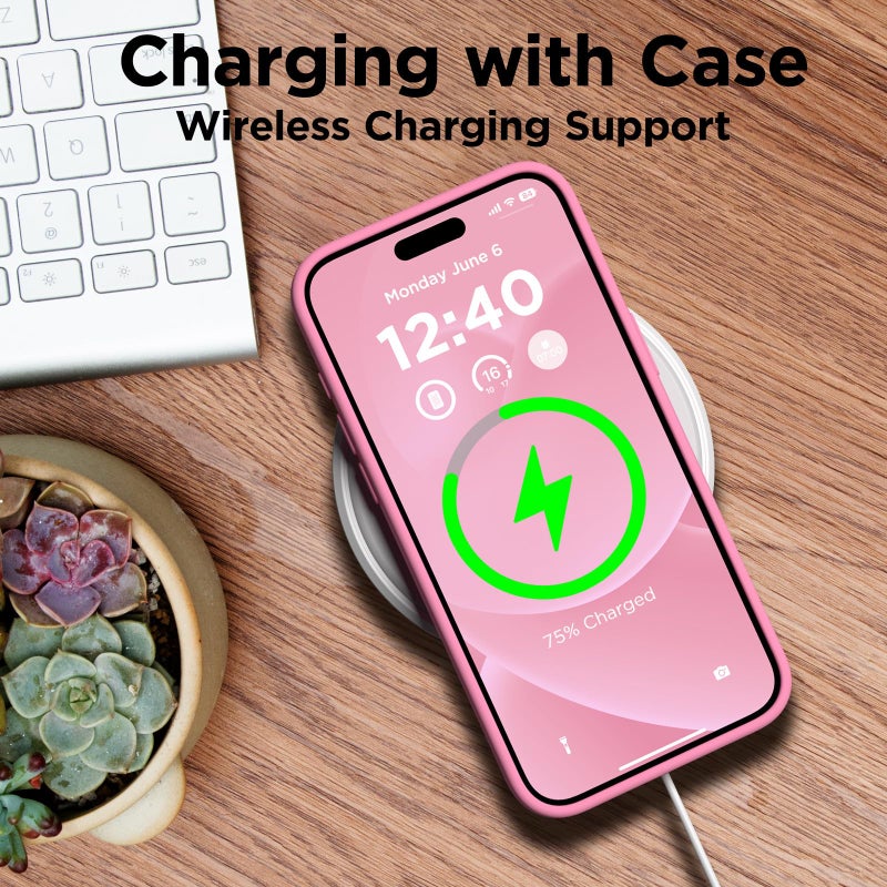COFFKER Compatible with iPhone 15 Pro Case, Slim Liquid Silicone Case, [Soft Anti-Scratch Microfiber Lining] Shockproof Protective Cover Phone Case for iPhone 15 Pro 6.1 inch- Tender Pink - Image 5