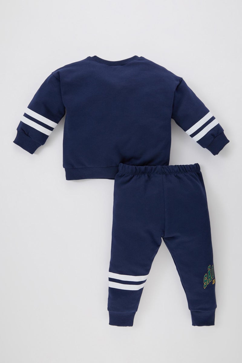 DeFacto Baby Boy Slogan Printed Sweatshirt Sweatpants 2 Piece Set  - Image 5