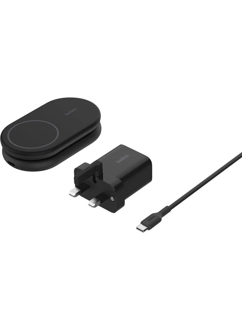 belkin BoostCharge MagSafe Charger, Magnetic Foldable Wireless Charging Stand 15W, MagSafe-Compatible Portable Fast Charger for Qi2, iPhone 16, 15 & 14 Series, Standy Mode Ready, PSU Included - Black Black - Image 2