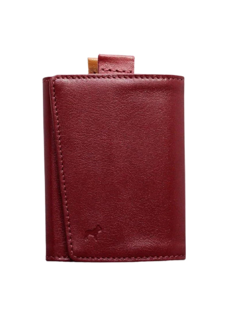 The Frenchie Co. Speed Wallet Mini | RFID Blocking, Ultra-Compact Minimalist Wallet Holds Up to 12 Cards & Cash, Italian Full-Grain Leather, Magnetic Closure, Quick-Access Card Holder with Pull Tab, Handcrafted Gift for Men & Women (Burgundy-Tan) - Image 1