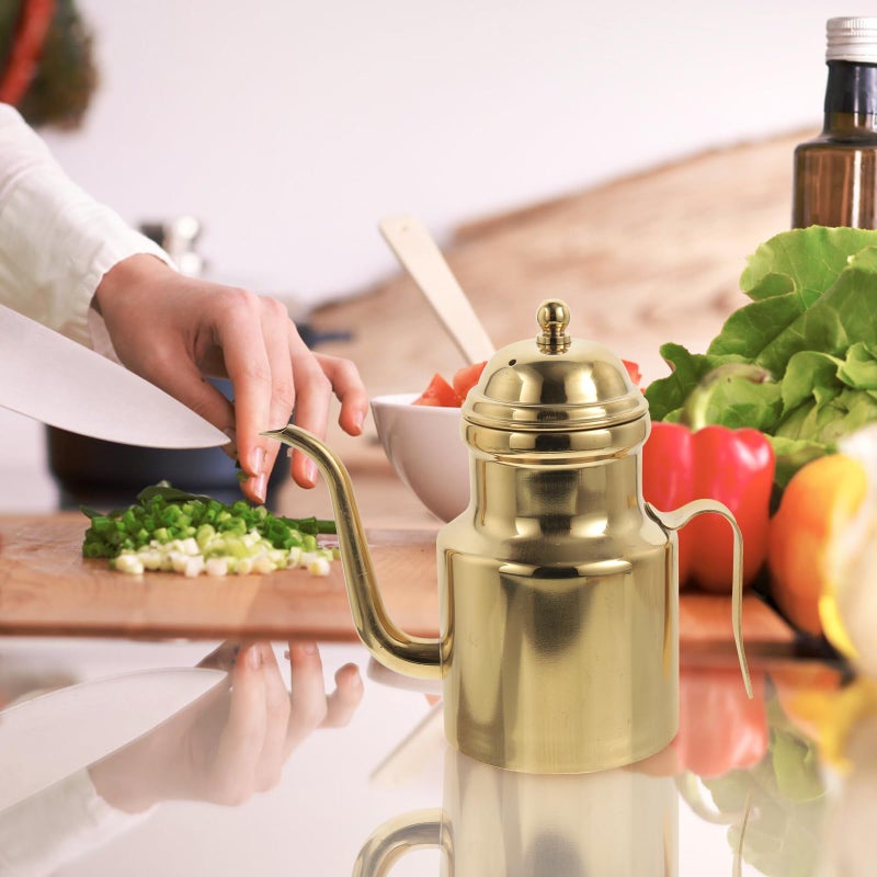 Cabilock 14oz Olive Oil Dispenser Bottle for KitchenGold Olive Dispenser Gold Stainless Oil Dispenser Bottle Vinegar Dispenser Can with Non-for Kitchen Gadgets, Air Fryer, Salad - Image 2