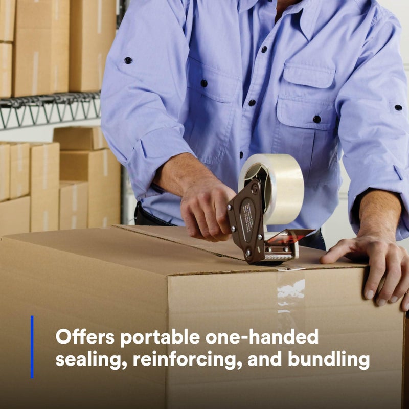 3M Scotch - 21200190087 H180 Industrial Packing Tape Dispenser for 2" Tape â€“ Lightweight and Portable for Commercial Packaging, Shipping, Moving, Carton and Box Sealing, Gray (19008) - Image 3