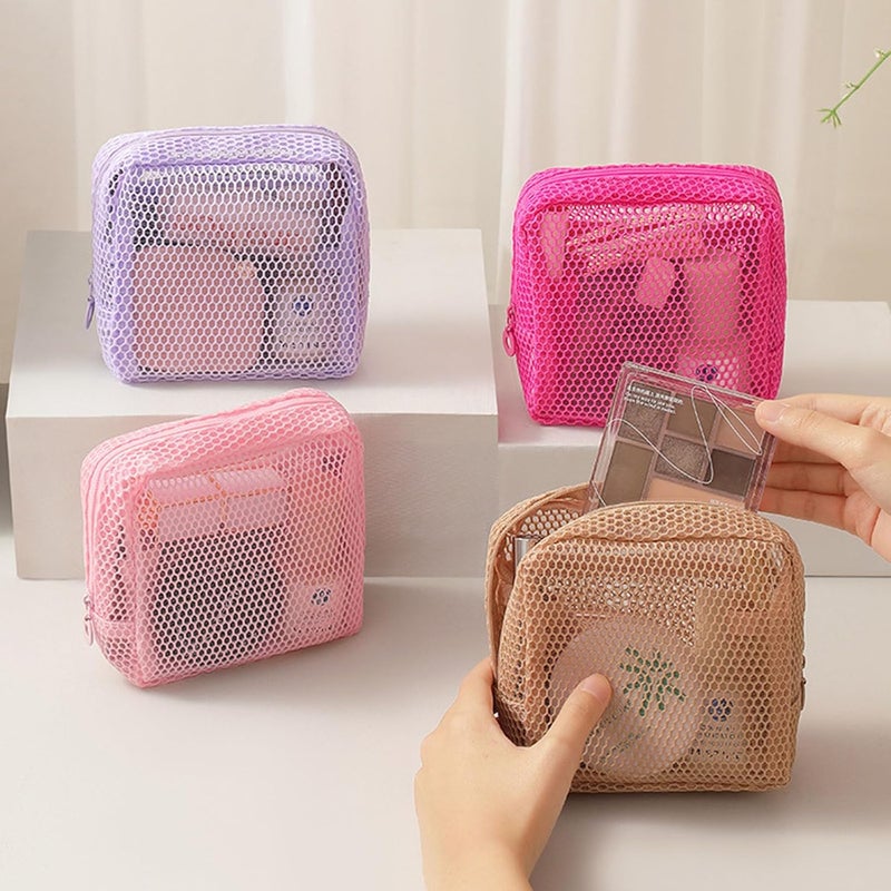 Portable Ventilated Meshes Cosmetic Bag for Lipsticks Skincare Sanitary Pads Portable Neat Organizers Breathable Meshes - Image 3