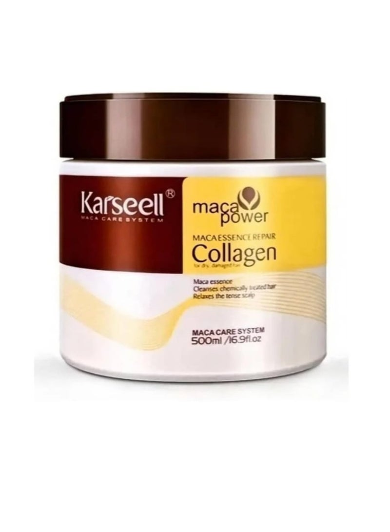 Karseell Collagen Hair Treatment Deep Repair Conditioning Argan Oil Collagen Hair Mask Essence for Dry Damaged Hair All Hair Types 16.90 oz 500ml - Image 1