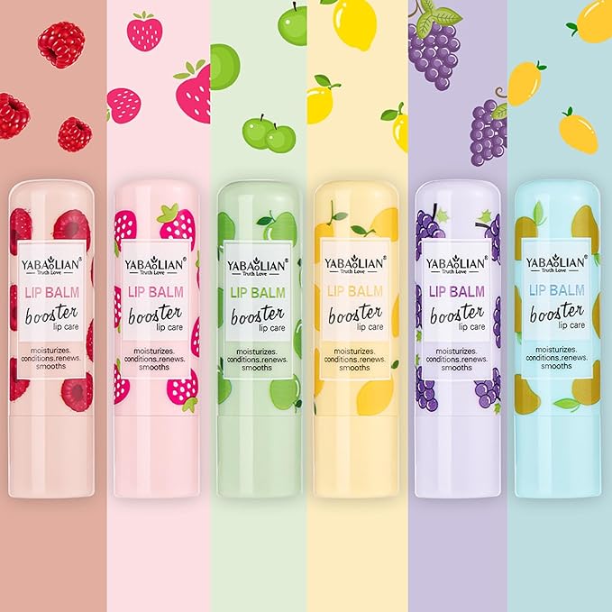 RoseFlower Lip Balm Set 6 PCS Temperature Color Change Fruit Lip Balm 24HR Hydration Long Lasting Moisturize Lips and Increase Charm Lip Gloss for Dry Cracked Lips Lip Care Makeup Set for Women