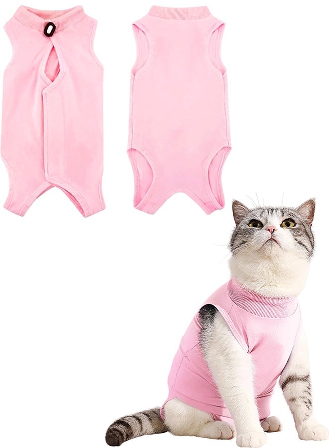 Cat Surgery Recovery Suit Kitten Onesie for Cats After Surgery Female Breathable Kitty Spay Suit for Abdominal Wound Skin Diseases E-Collar Alternative Wear(Pink,L) - Image 1
