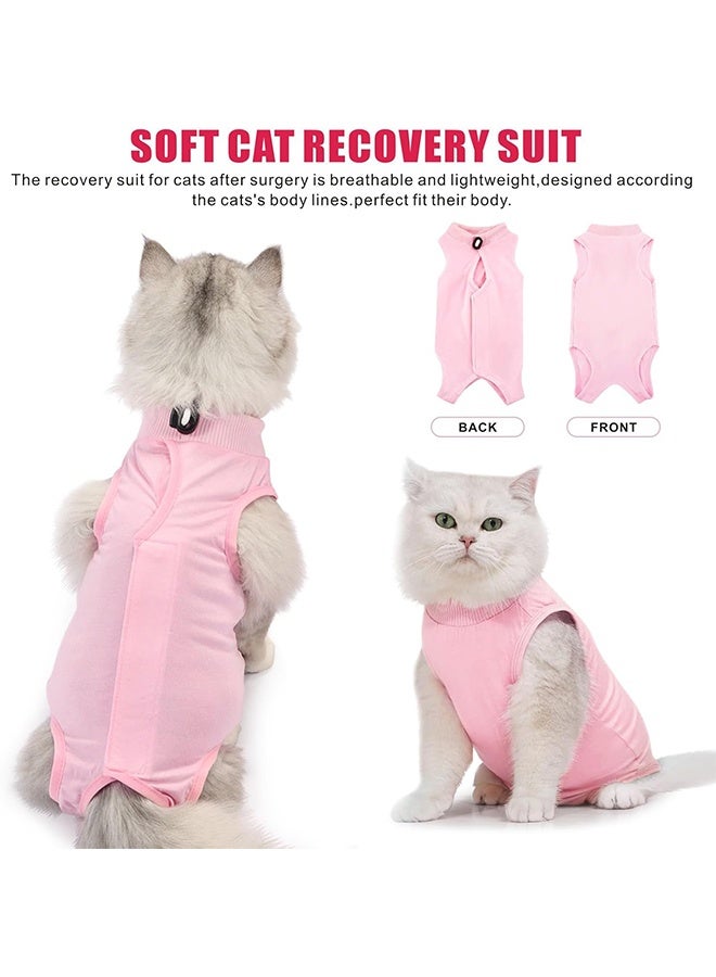 Cat Surgery Recovery Suit Kitten Onesie for Cats After Surgery Female Breathable Kitty Spay Suit for Abdominal Wound Skin Diseases E-Collar Alternative Wear(Pink,L) - Image 2