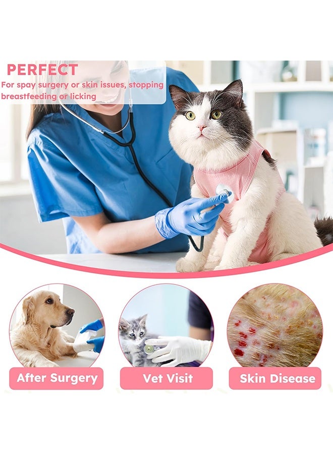 Cat Surgery Recovery Suit Kitten Onesie for Cats After Surgery Female Breathable Kitty Spay Suit for Abdominal Wound Skin Diseases E-Collar Alternative Wear(Pink,L) - Image 4