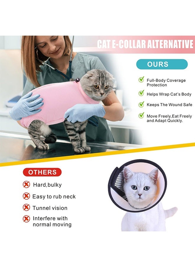 Cat Surgery Recovery Suit Kitten Onesie for Cats After Surgery Female Breathable Kitty Spay Suit for Abdominal Wound Skin Diseases E-Collar Alternative Wear(Pink,L) - Image 5