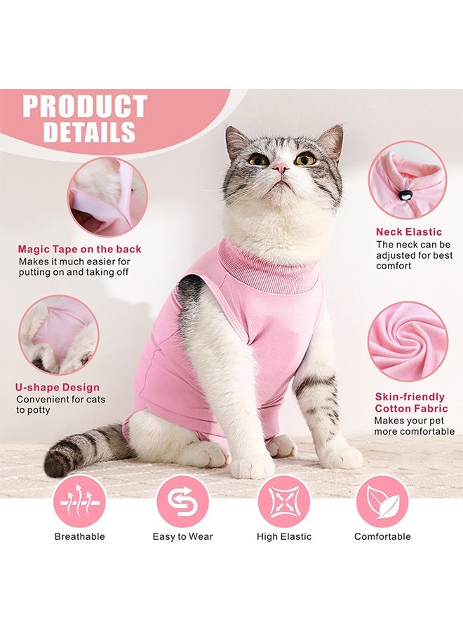 Cat Surgery Recovery Suit Kitten Onesie for Cats After Surgery Female Breathable Kitty Spay Suit for Abdominal Wound Skin Diseases E-Collar Alternative Wear(Pink,L) - Image 3