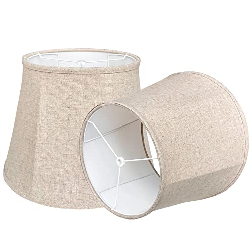 TooToo Star Double TOOTOO STAR Brown Lamp Shade Set of 2, Large Drum Lampshade for Floor Light and Table Lamp 10x14x10 inch, DIY Fabric Natural Linen Hand Crafted, Spider (Brown, 10 x 14 x 10.5 inch) - Image 3