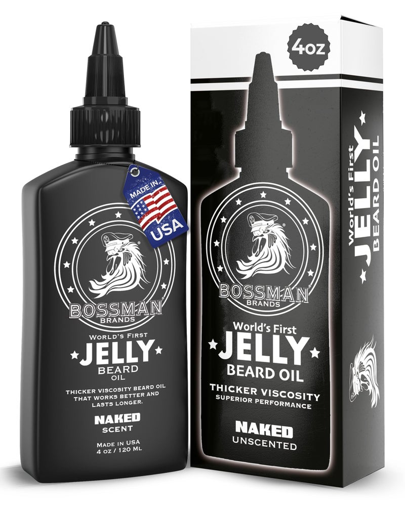 Bossman Jelly Beard Oil for Men (4 oz, Naked - Unscented) â€“ Softens, Moisturizes & Conditions with Natural Ingredients - Image 1