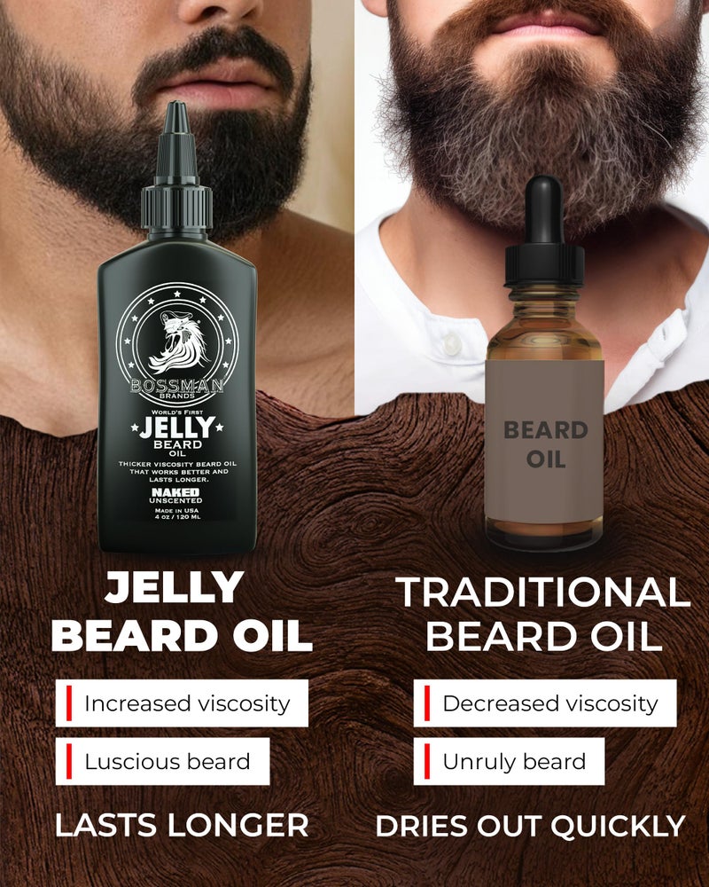 Bossman Jelly Beard Oil for Men (4 oz, Naked - Unscented) â€“ Softens, Moisturizes & Conditions with Natural Ingredients - Image 5