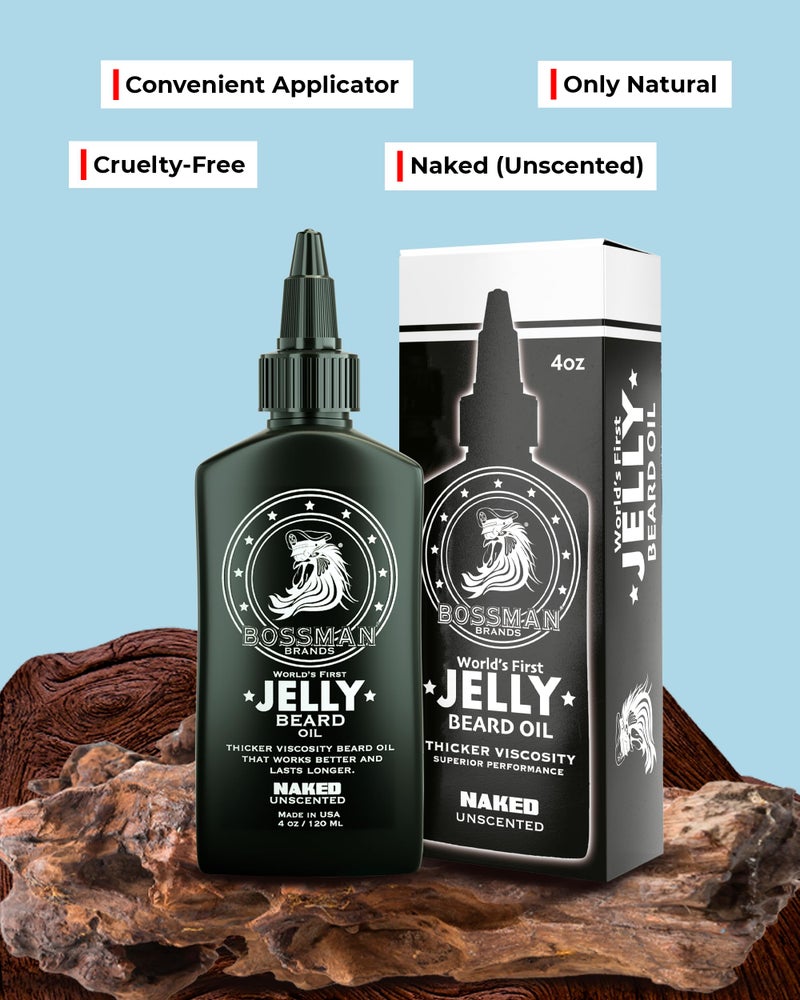 Bossman Jelly Beard Oil for Men (4 oz, Naked - Unscented) â€“ Softens, Moisturizes & Conditions with Natural Ingredients - Image 2